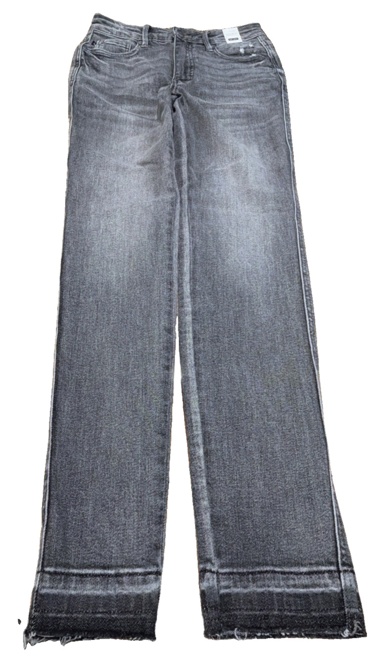 NWT Judy Blue Gray Tummy Control High Rise Skinny Jeans 3/26 Raw Hem